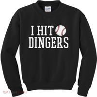 Hit a Dinger Funny Baseball Player Home Run Fun Kids Sweatshirt thumb 0