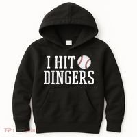 Hit a Dinger Funny Baseball Player Home Run Fun Kids Hoodie thumb 0