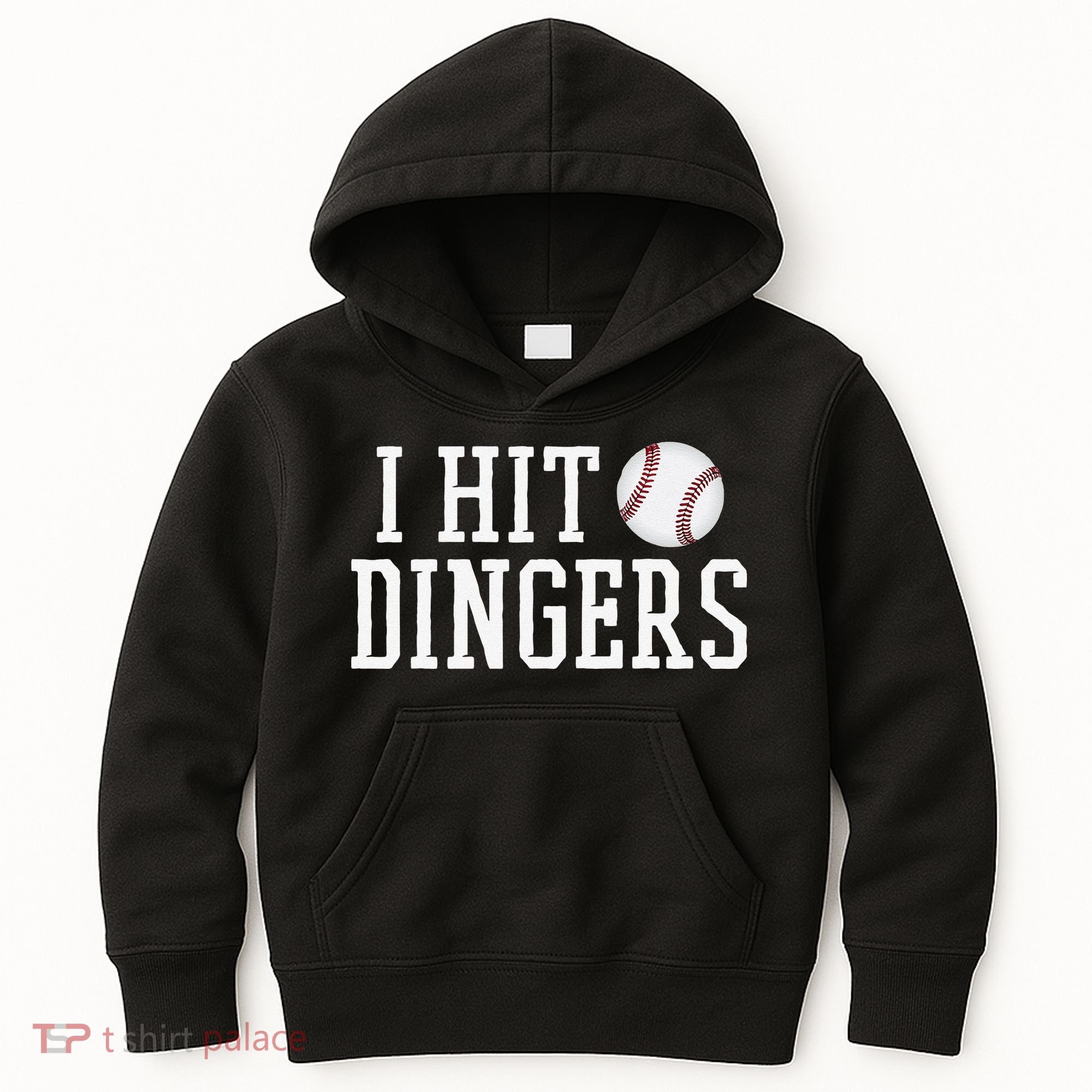 Hit a Dinger Funny Baseball Player Home Run Fun Kids Hoodie