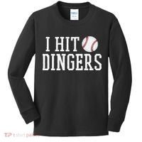 Hit a Dinger Funny Baseball Player Home Run Fun Kids Long Sleeve Shirt thumb 0