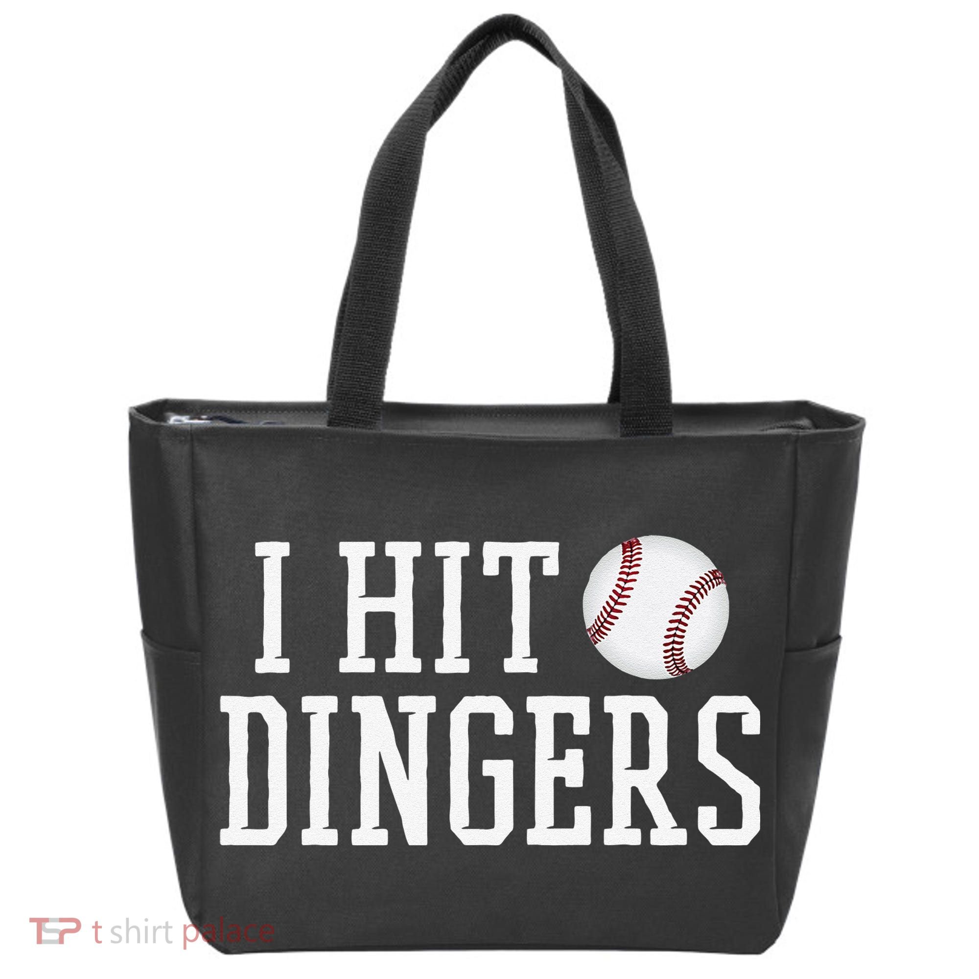 Hit a Dinger Funny Baseball Player Home Run Fun Tote Bag
