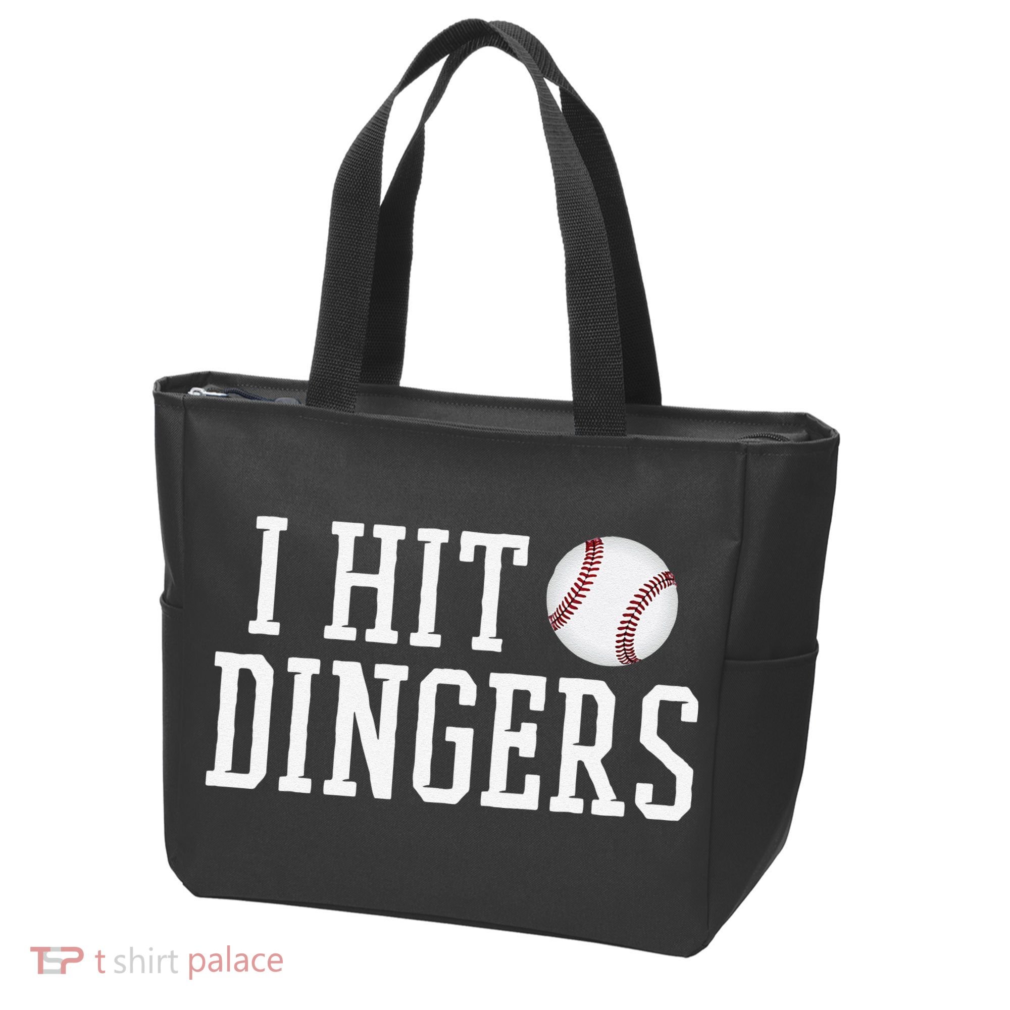 Hit a Dinger Funny Baseball Player Home Run Fun Tote Bag