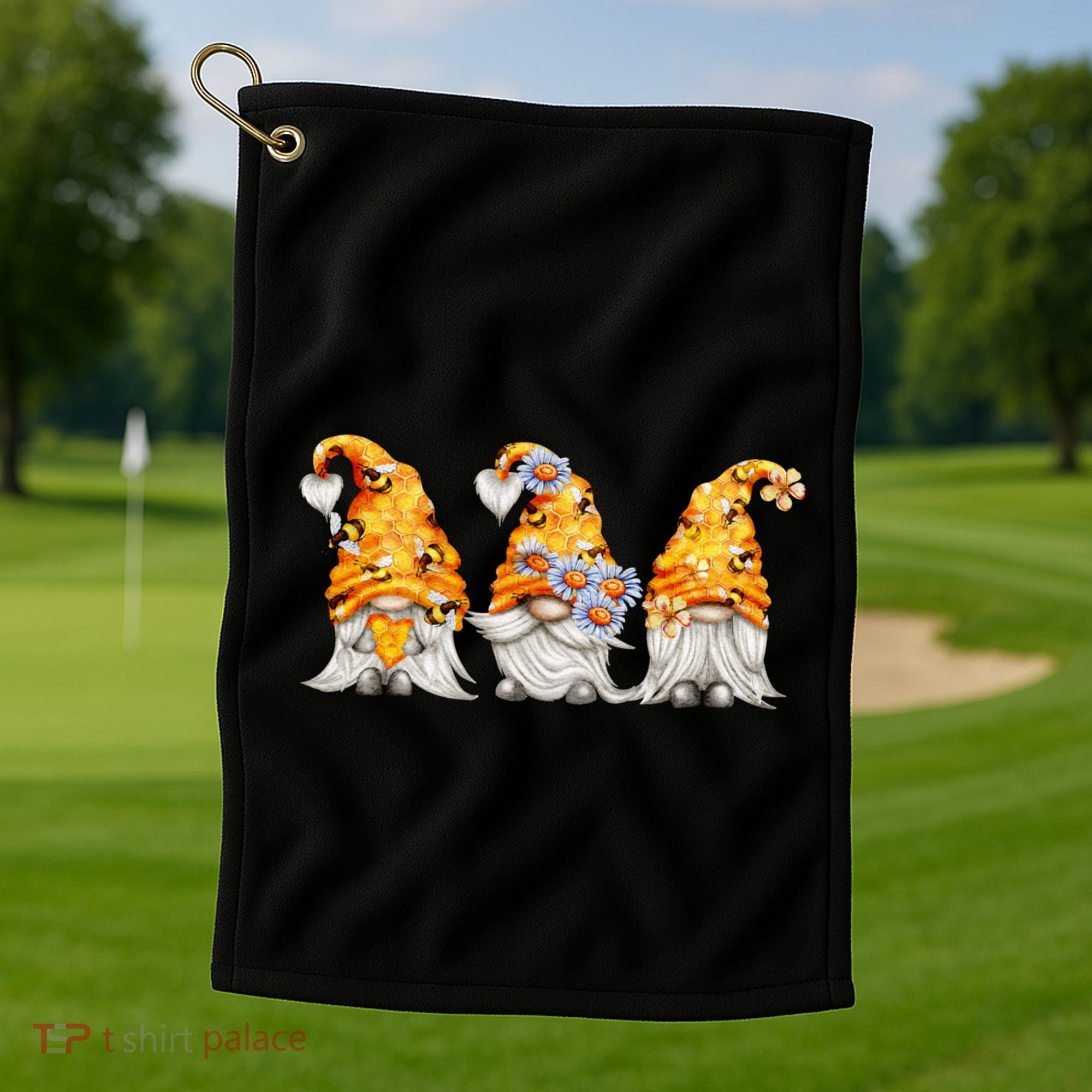 Honeybee And Daisy Bumblebee Bee Gnome Gift Golf Towel