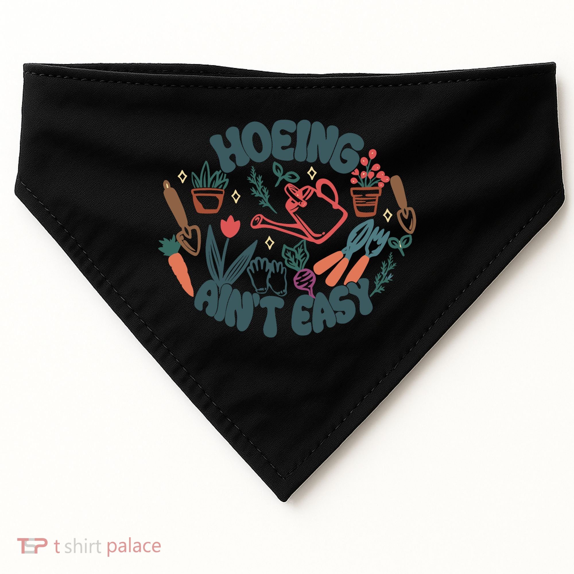 Hoeing AinT Easy Funny Gardening Plant Lover Gardener USA-Made Doggie Bandana