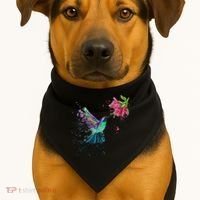 Hummingbird And Flower Bird Watcher Hummingbird Lover USA-Made Doggie Bandana thumb 1