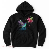 Hummingbird And Flower Bird Watcher Hummingbird Lover Hoodie thumb 0