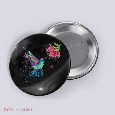 Hummingbird And Flower Bird Watcher Hummingbird Lover Button