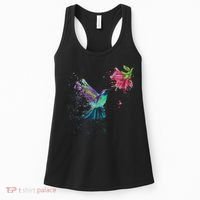 Hummingbird And Flower Bird Watcher Hummingbird Lover Women's Tank Top thumb 0
