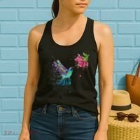 Hummingbird And Flower Bird Watcher Hummingbird Lover Women's Tank Top thumb 2
