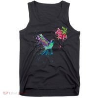 Hummingbird And Flower Bird Watcher Hummingbird Lover Tank Top thumb 0