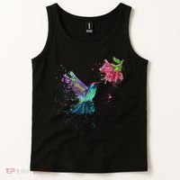 Hummingbird And Flower Bird Watcher Hummingbird Lover Tank Top thumb 2