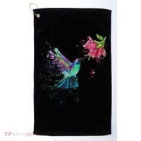 Hummingbird And Flower Bird Watcher Hummingbird Lover Golf Towel thumb 0
