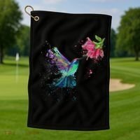 Hummingbird And Flower Bird Watcher Hummingbird Lover Golf Towel thumb 1