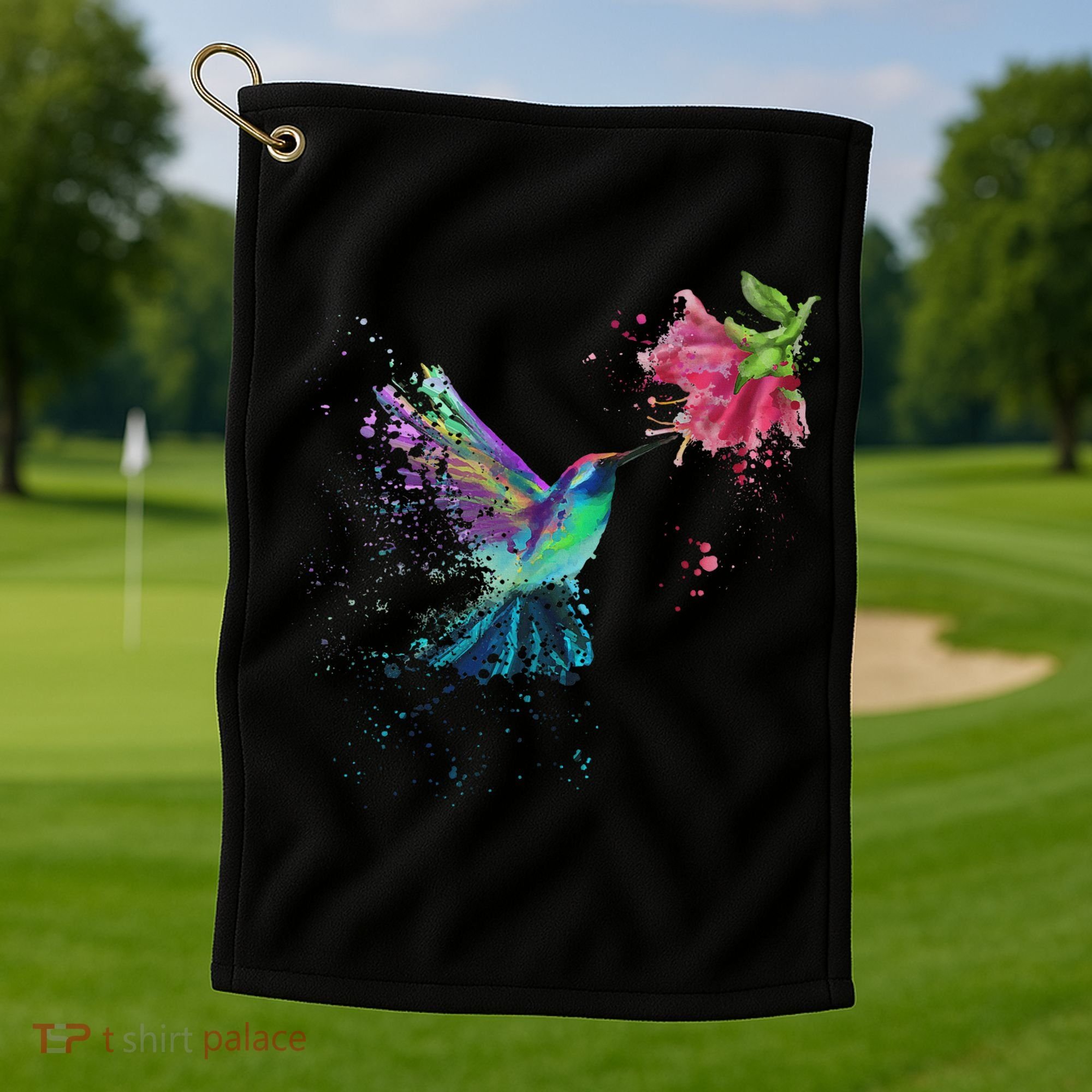Hummingbird And Flower Bird Watcher Hummingbird Lover Golf Towel