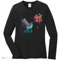 Hummingbird And Flower Bird Watcher Hummingbird Lover Women's Long Sleeve Shirt thumb 0