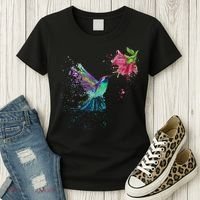 Hummingbird And Flower Bird Watcher Hummingbird Lover Women's T-Shirt thumb 3