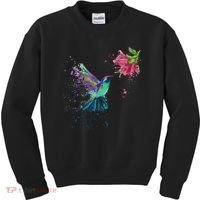 Hummingbird And Flower Bird Watcher Hummingbird Lover Kids Sweatshirt thumb 0
