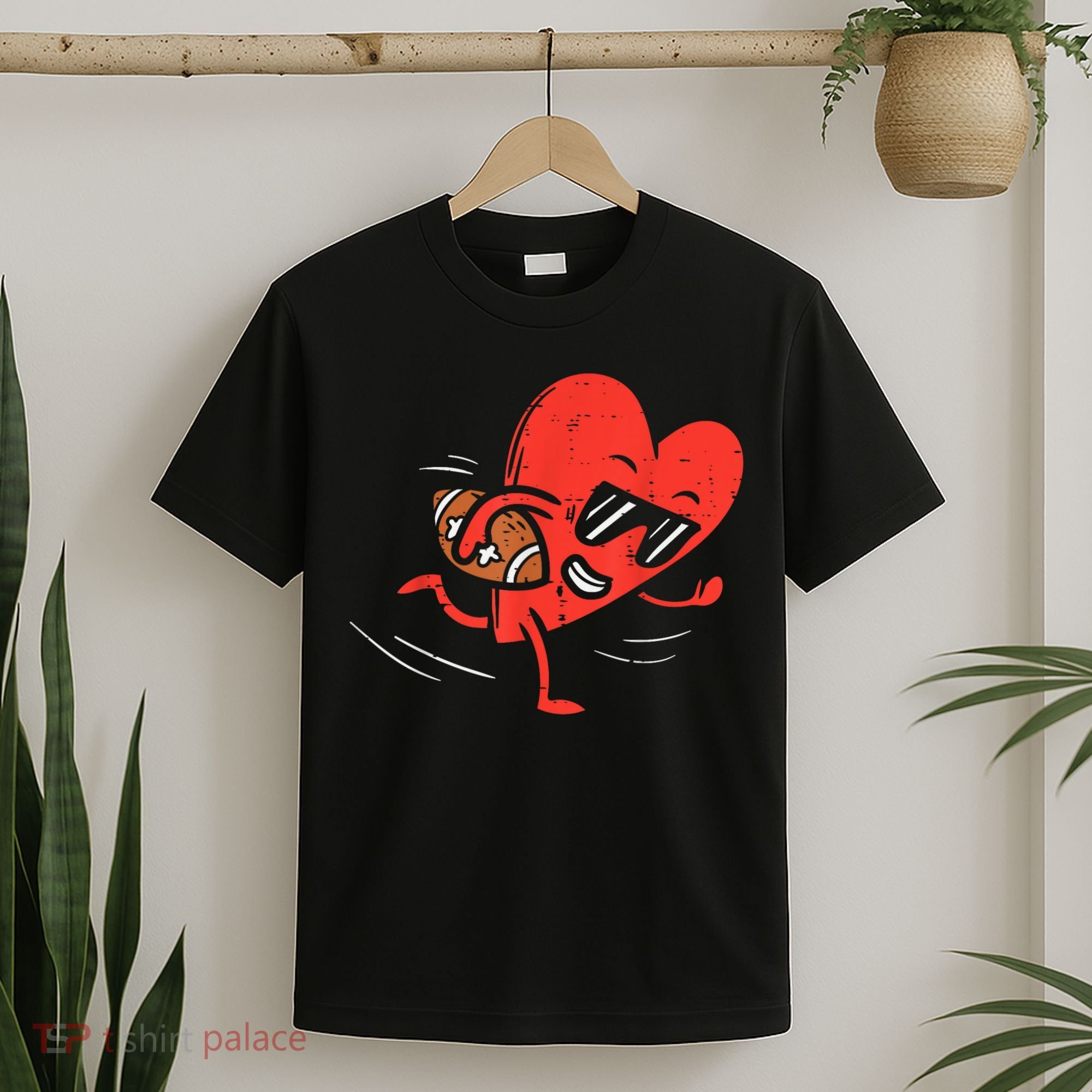 Heart American Football Valentines Day Sports T-Shirt