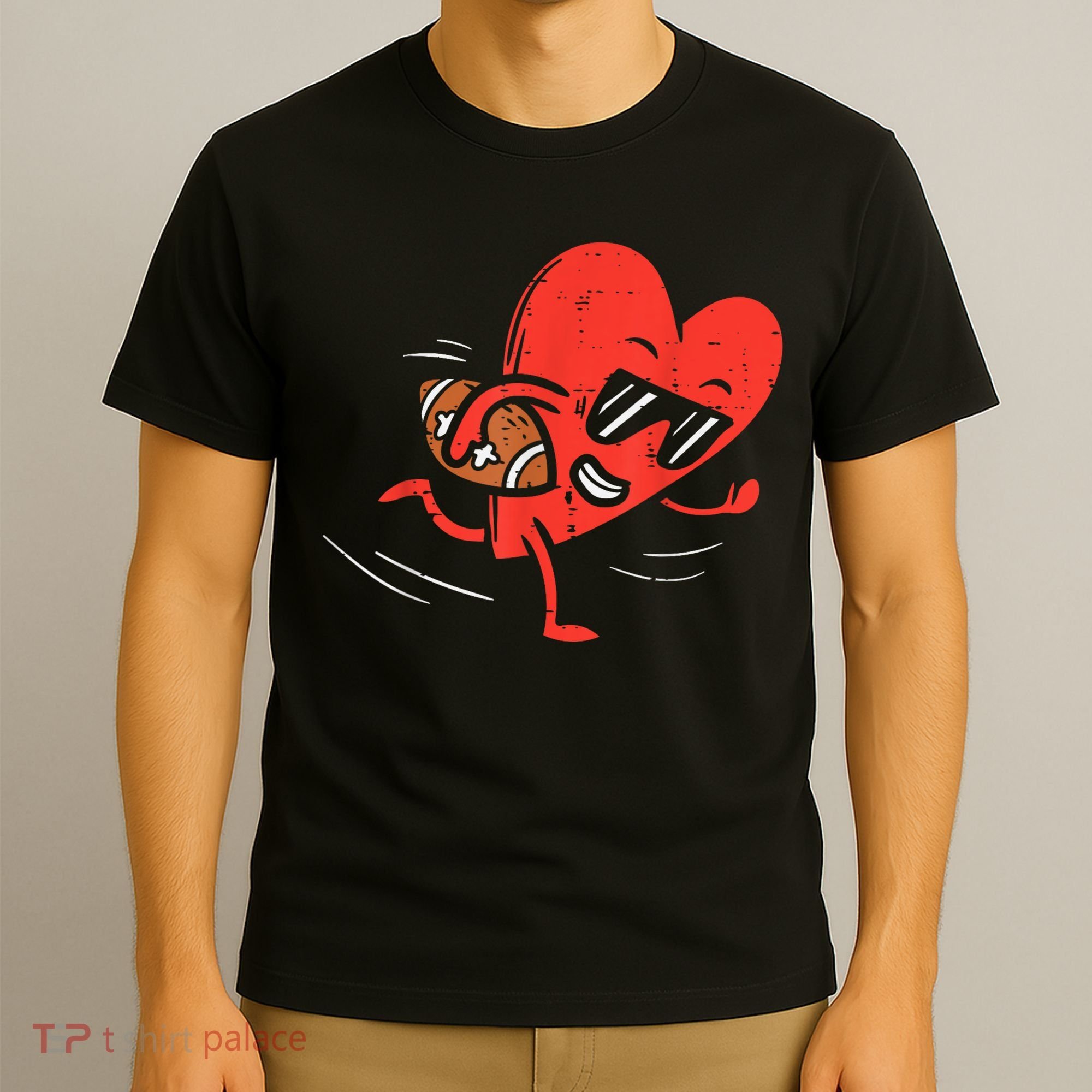 Heart American Football Valentines Day Sports T-Shirt