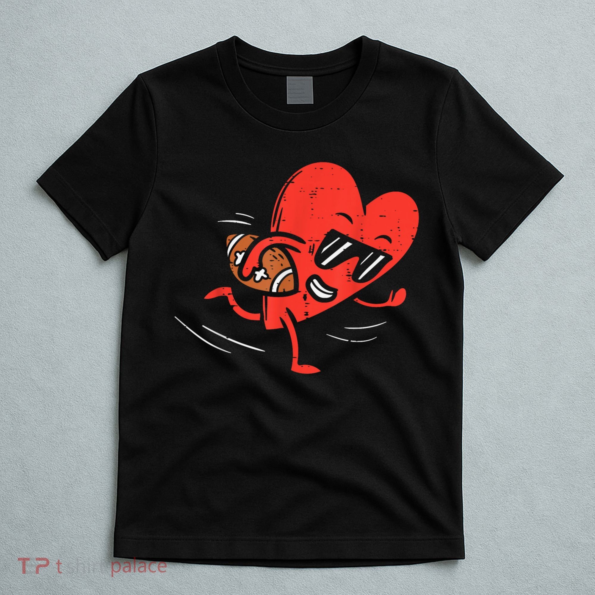 Heart American Football Valentines Day Sports T-Shirt