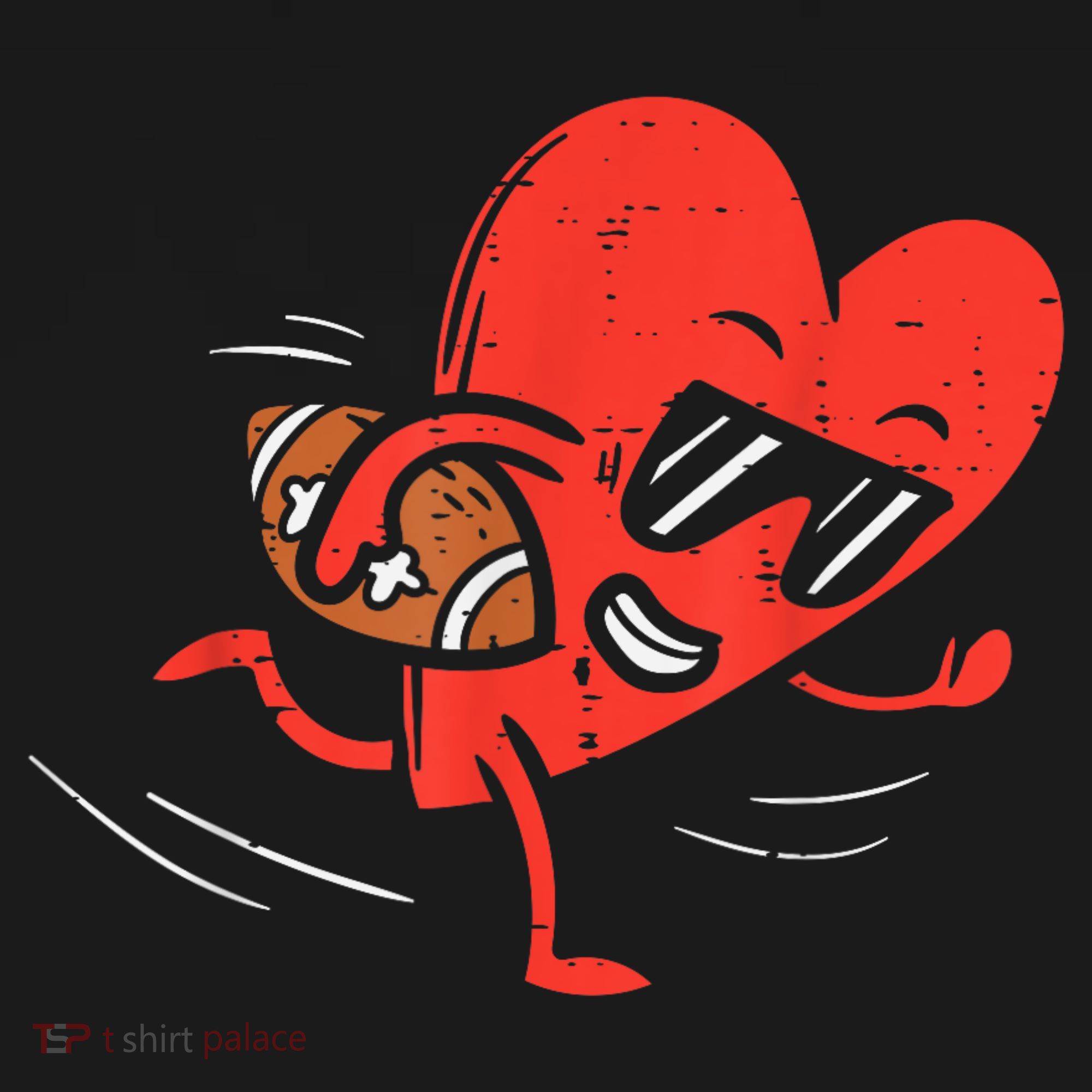 Heart American Football Valentines Day Sports T-Shirt