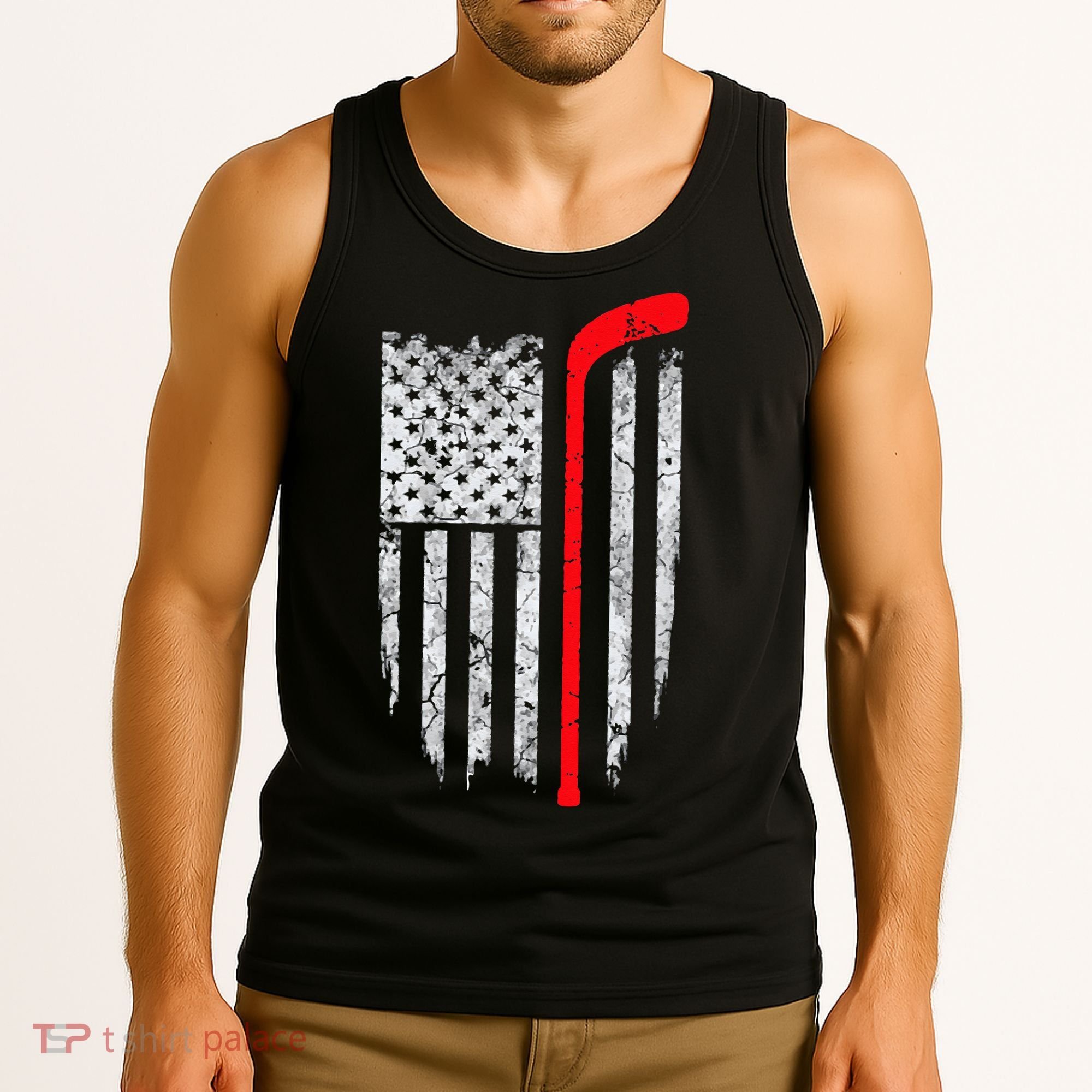 Hockey American Flag Hockey Tank Top