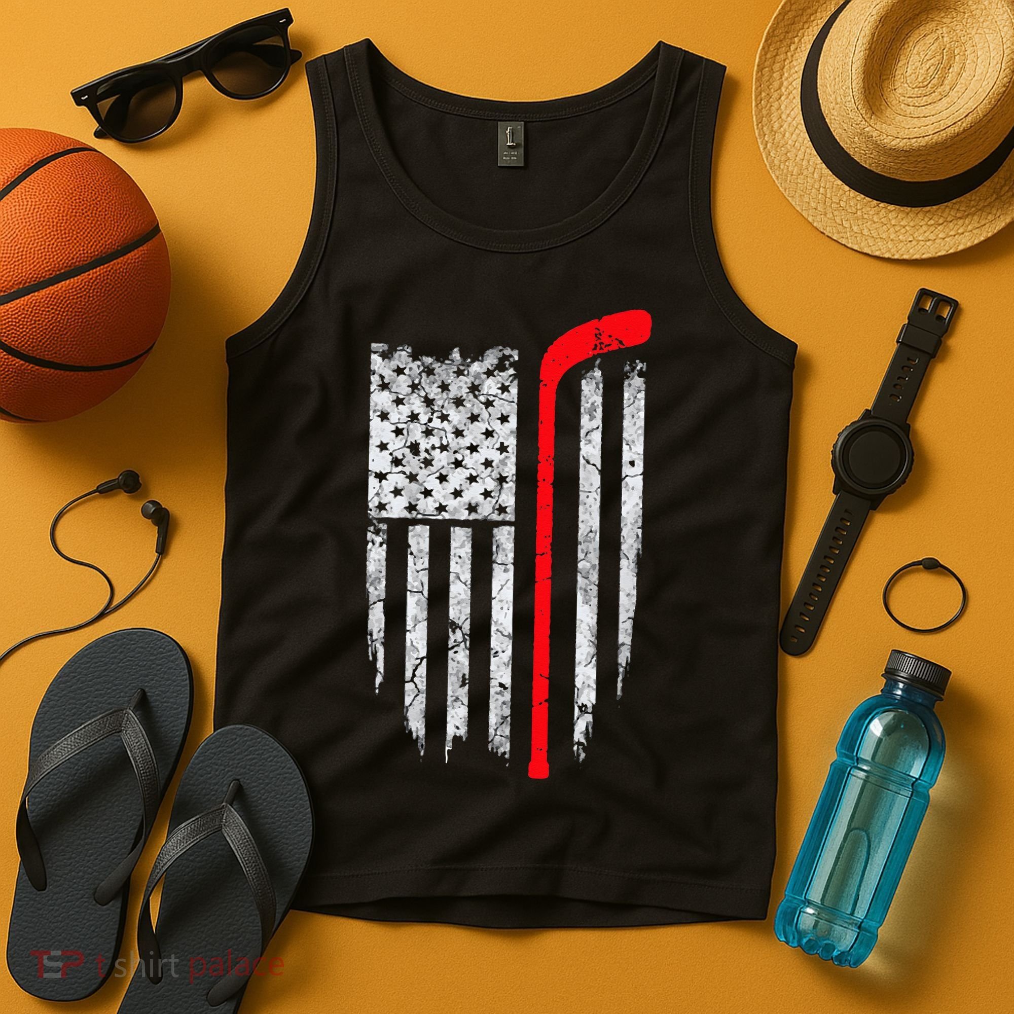 Hockey American Flag Hockey Tank Top