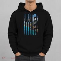 Hawaii American Flag Pride Landscape Surfer Patriotic Gift Hoodie thumb 0