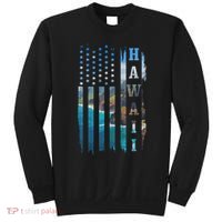 Hawaii American Flag Pride Landscape Surfer Patriotic Gift Sweatshirt thumb 0