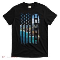 Hawaii American Flag Pride Landscape Surfer Patriotic Gift T-Shirt thumb 0