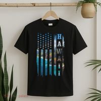 Hawaii American Flag Pride Landscape Surfer Patriotic Gift T-Shirt thumb 2