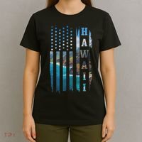 Hawaii American Flag Pride Landscape Surfer Patriotic Gift T-Shirt thumb 4