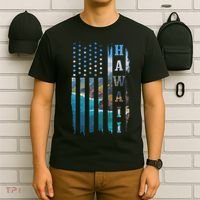 Hawaii American Flag Pride Landscape Surfer Patriotic Gift T-Shirt thumb 6