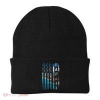 Hawaii American Flag Pride Landscape Surfer Patriotic Gift Beanie thumb 0