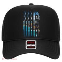 Hawaii American Flag Pride Landscape Surfer Patriotic Gift Hat thumb 0