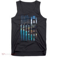 Hawaii American Flag Pride Landscape Surfer Patriotic Gift Tank Top thumb 0