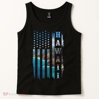 Hawaii American Flag Pride Landscape Surfer Patriotic Gift Tank Top thumb 2