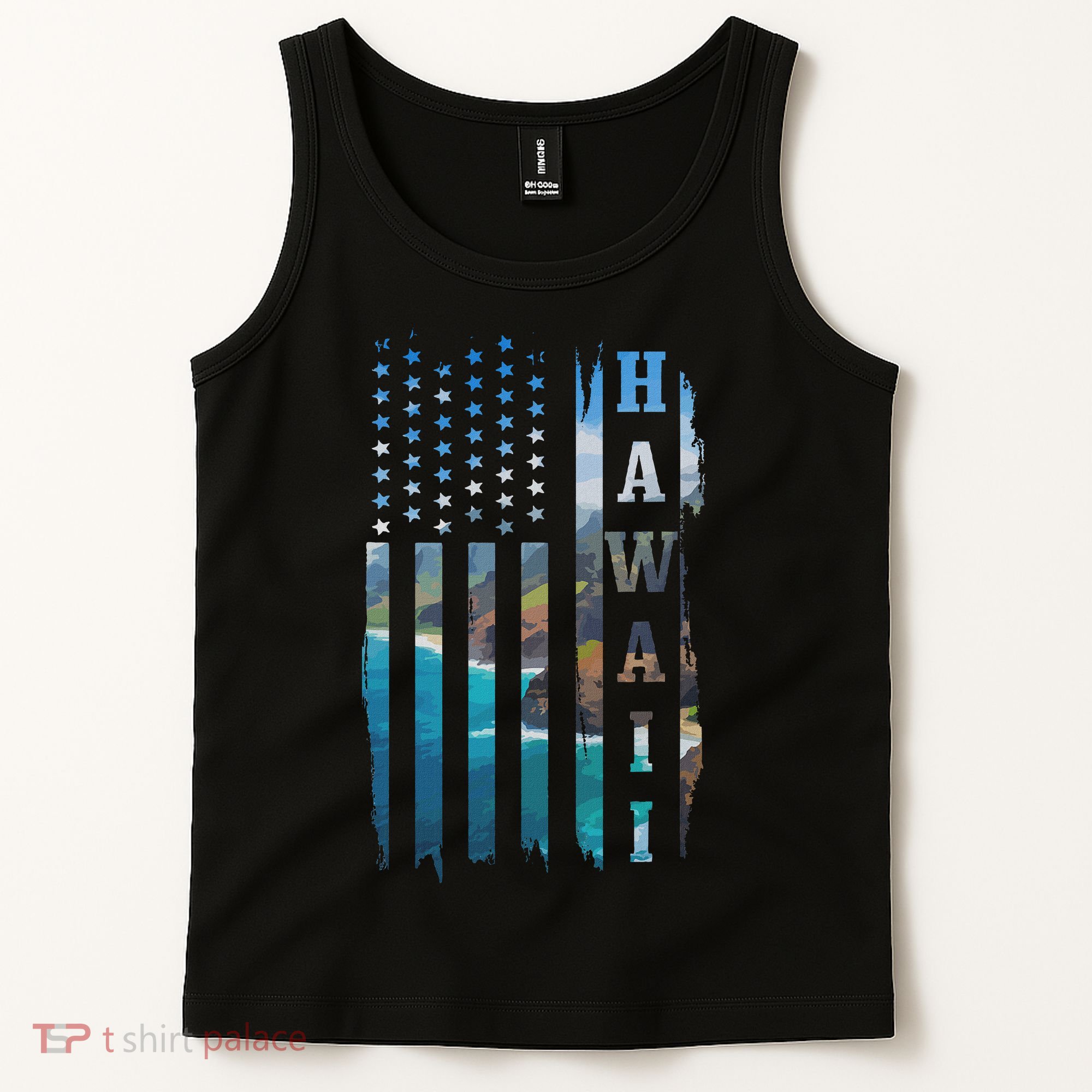 Hawaii American Flag Pride Landscape Surfer Patriotic Gift Tank Top
