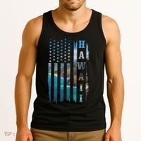 Hawaii American Flag Pride Landscape Surfer Patriotic Gift Tank Top thumb 3