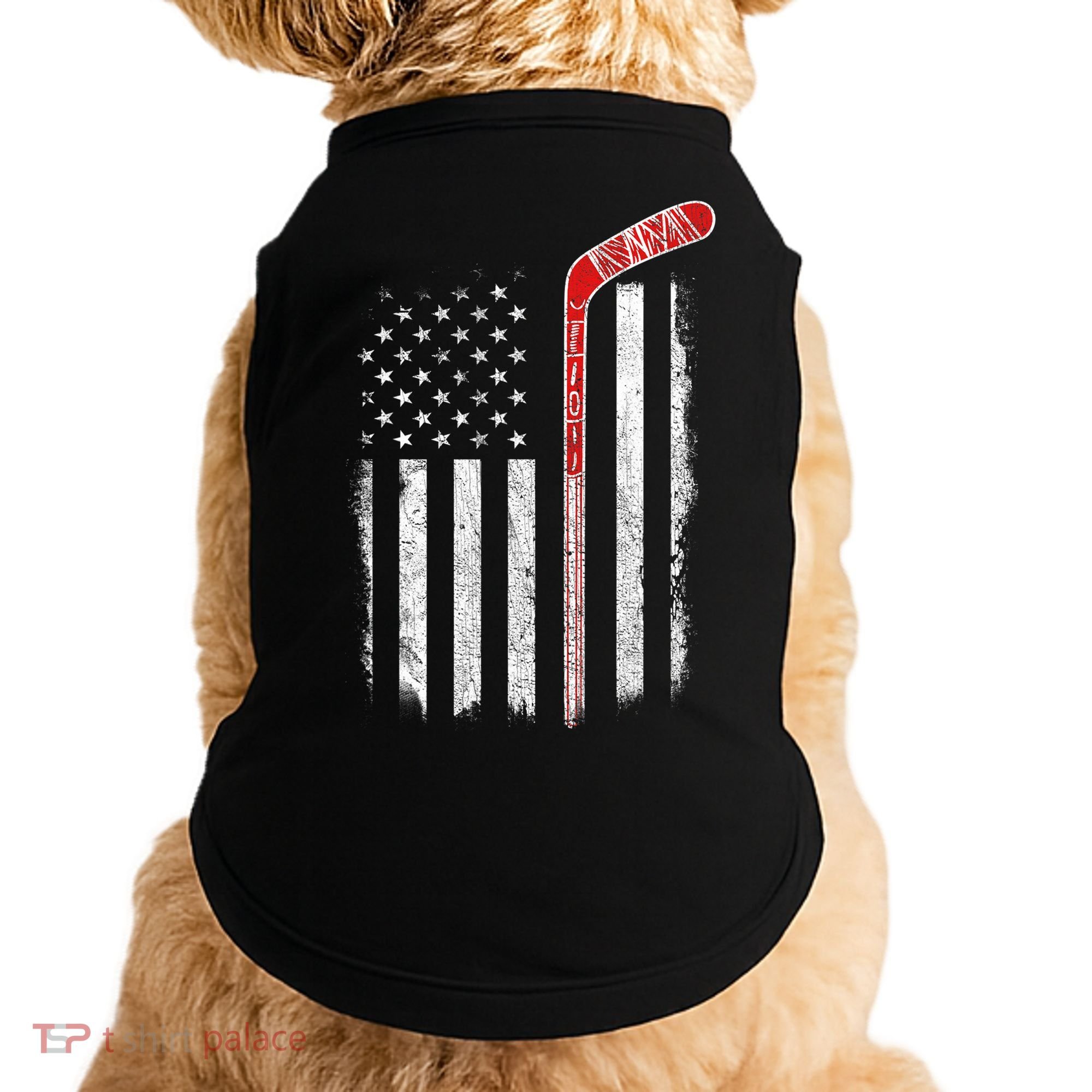Hockey American Flag  Hockey Flag  Doggie Tank