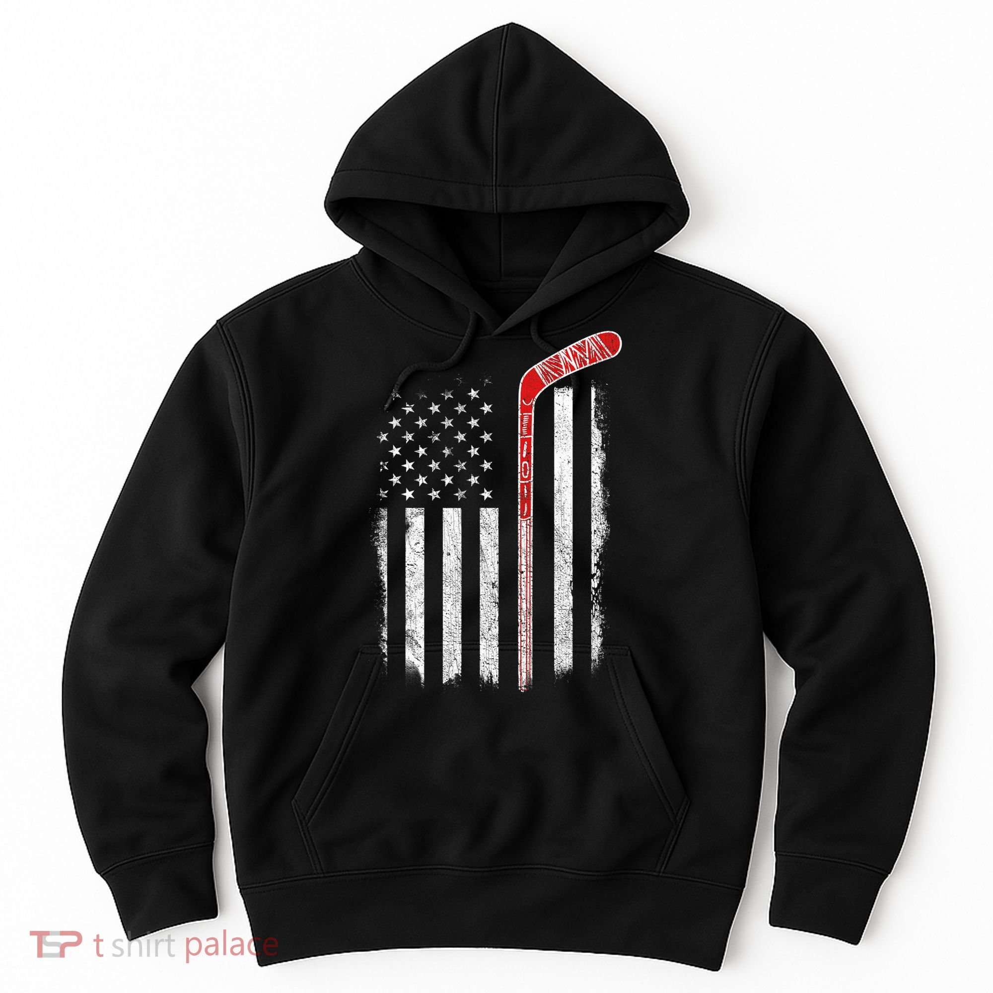 Hockey American Flag  Hockey Flag  Hoodie