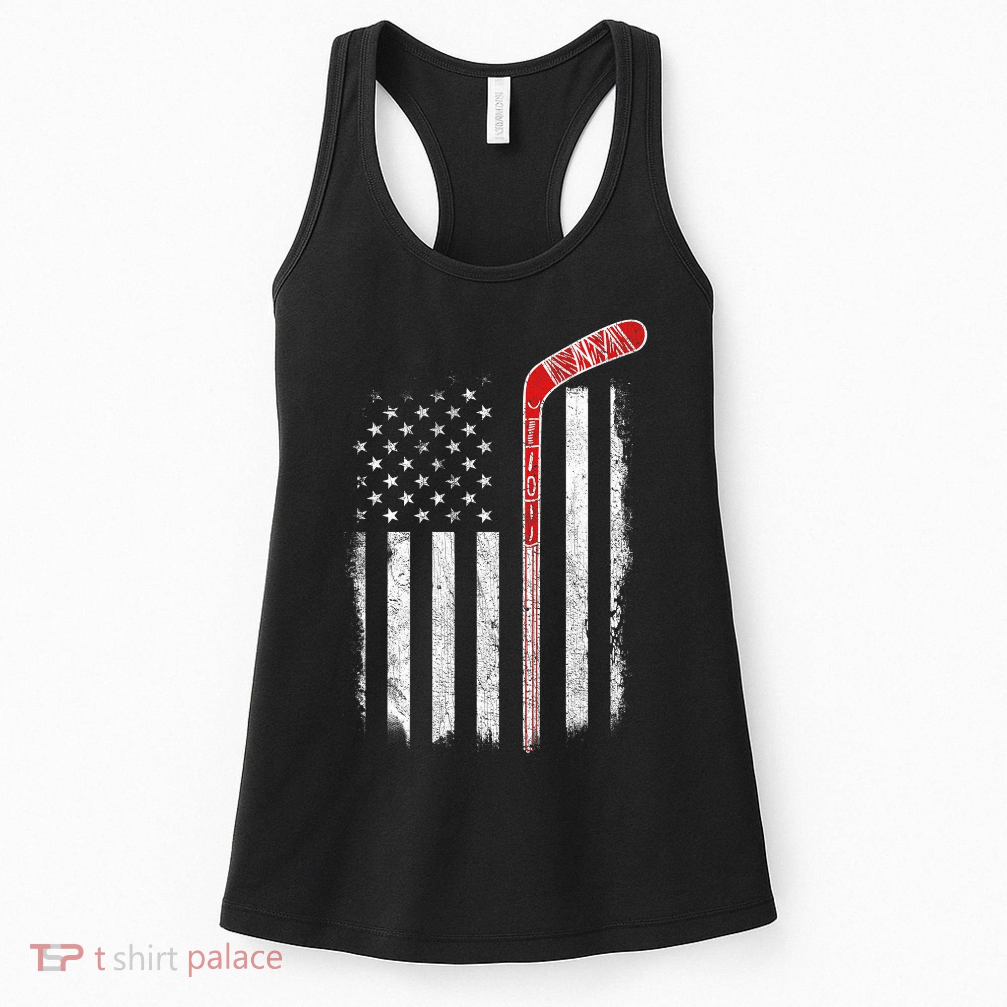 Hockey American Flag  Hockey Flag  Women's Tank Top