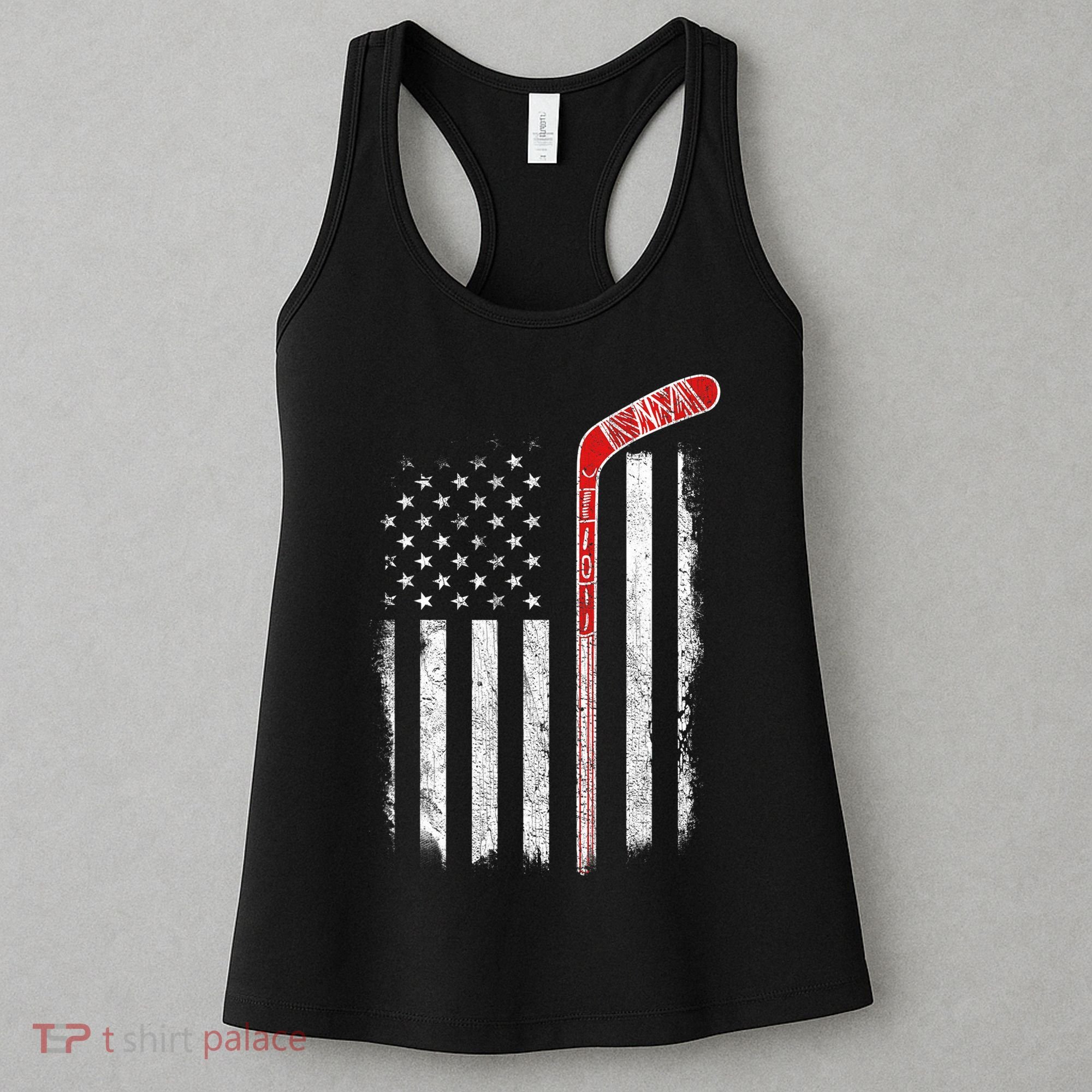 Hockey American Flag  Hockey Flag  Women's Tank Top