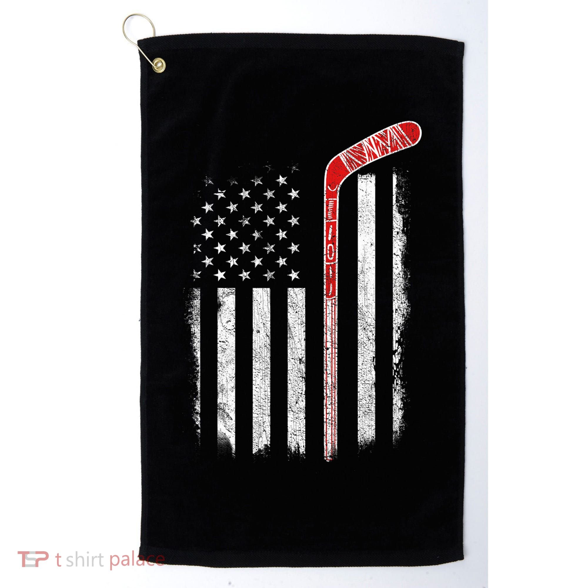 Hockey American Flag  Hockey Flag  Golf Towel