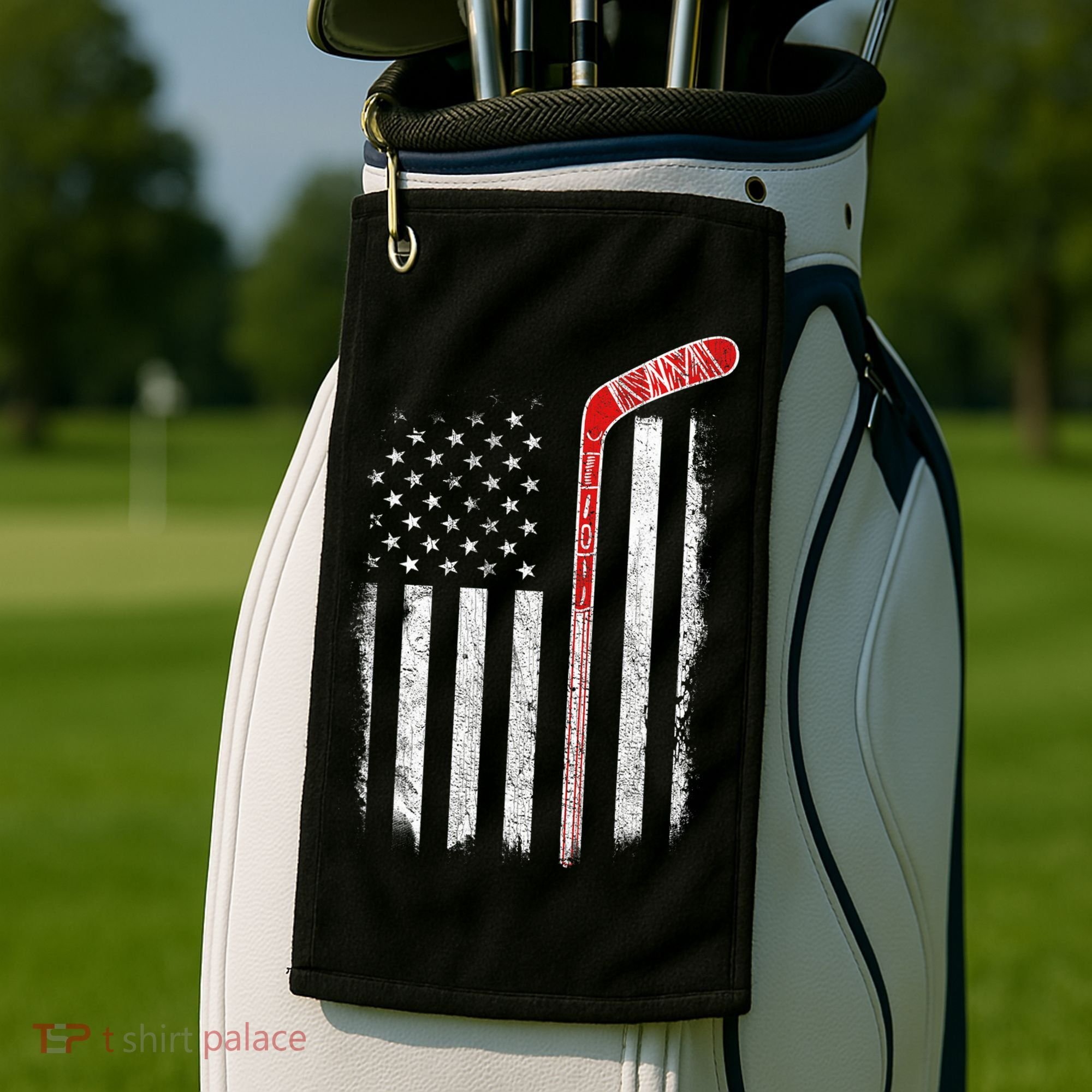 Hockey American Flag  Hockey Flag  Golf Towel