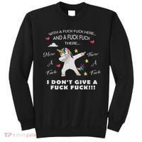 Here A Fuck There A Fuck Funny Dabbing Unicorn Sweatshirt thumb 0