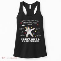 Here A Fuck There A Fuck Funny Dabbing Unicorn Women's Tank Top thumb 0