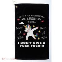 Here A Fuck There A Fuck Funny Dabbing Unicorn Golf Towel thumb 0