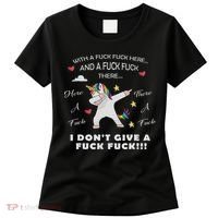 Here A Fuck There A Fuck Funny Dabbing Unicorn Women's T-Shirt thumb 0