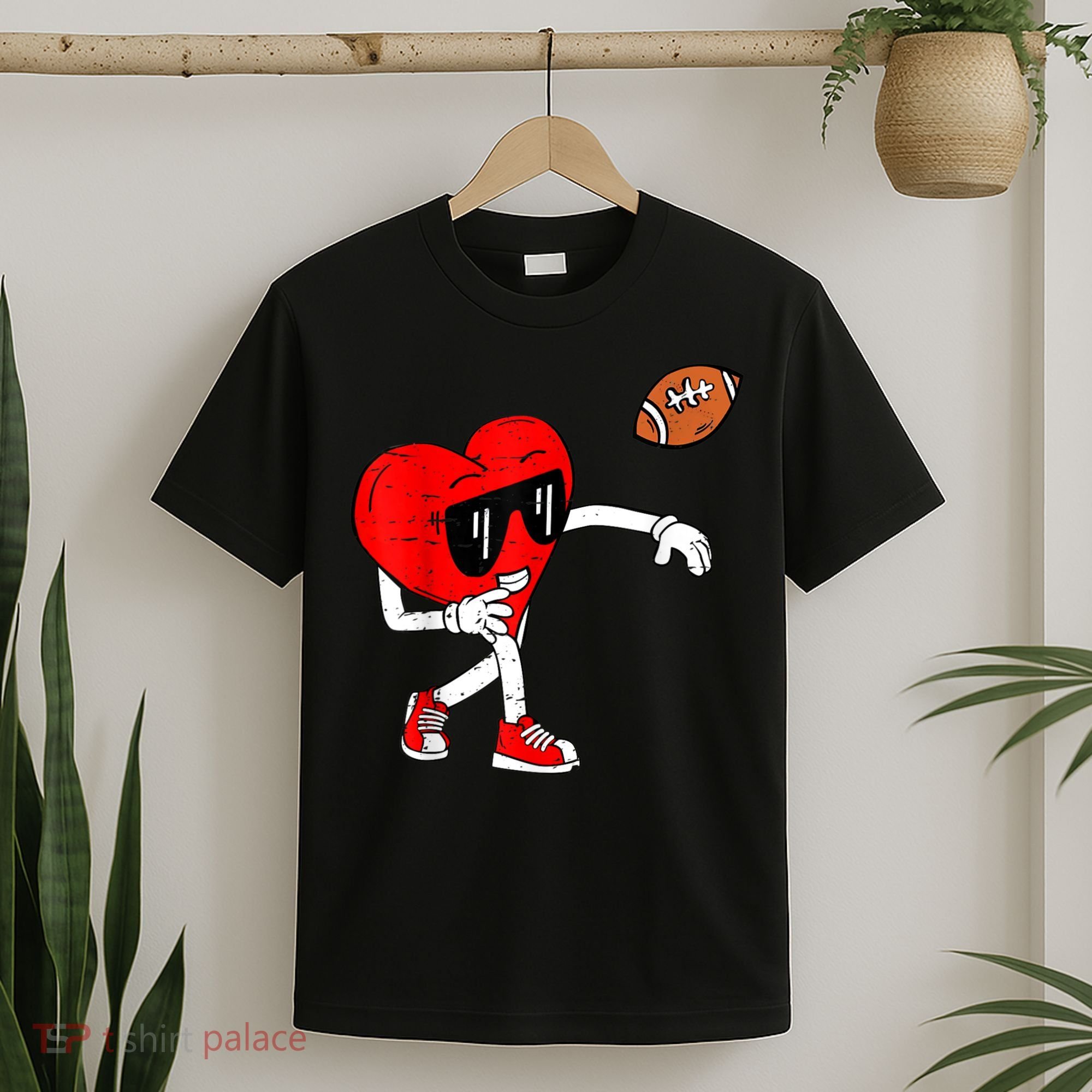 Heart American Football Valentines Day T-Shirt